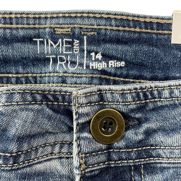 Time and Tru Womens Size 14 Utility Slim High Rise Denim Blue Jeans Medium Wash - Picture 4 of 13